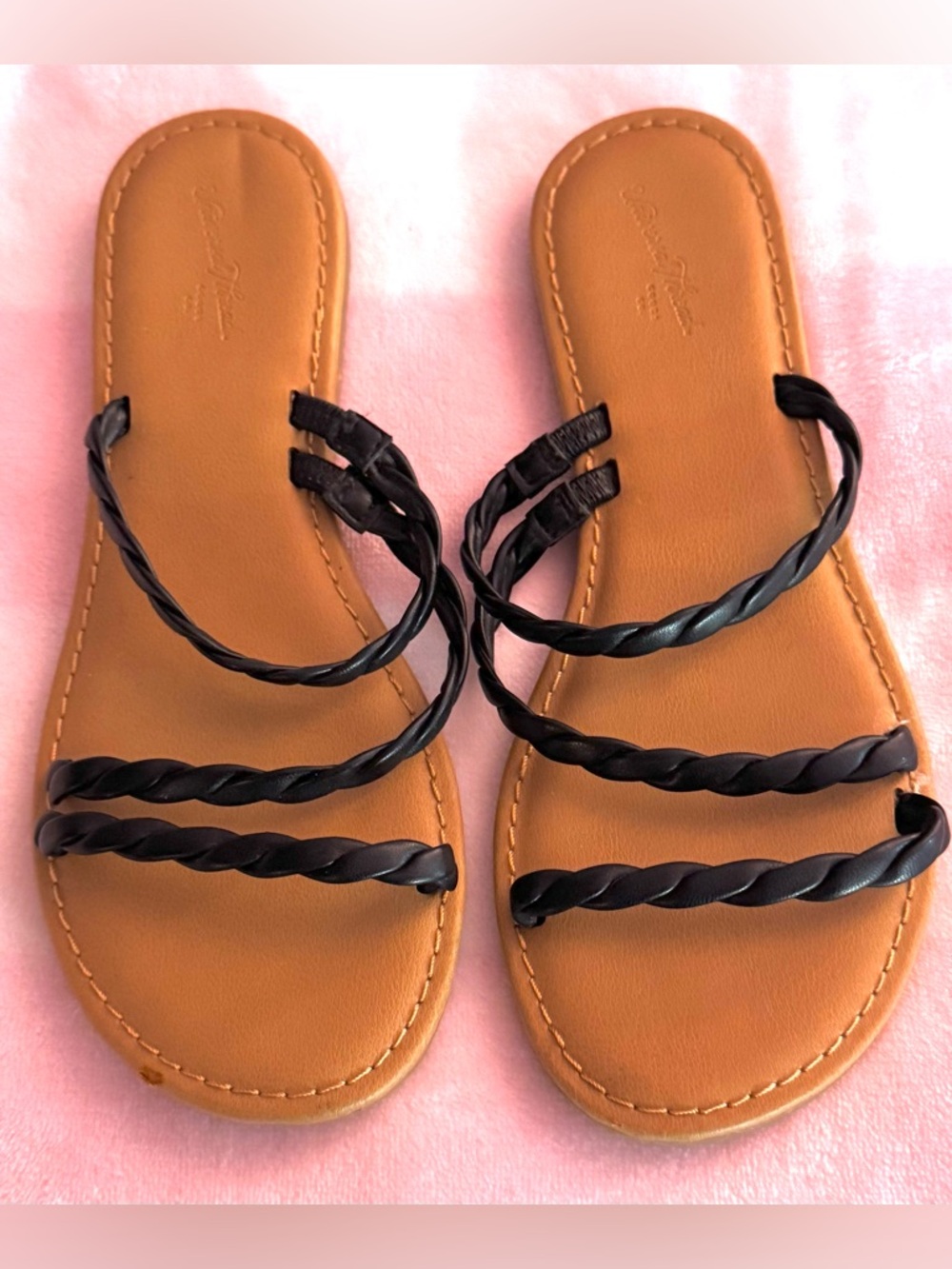 Universal Thread Braided Strappy Sandals Black Womans 5
